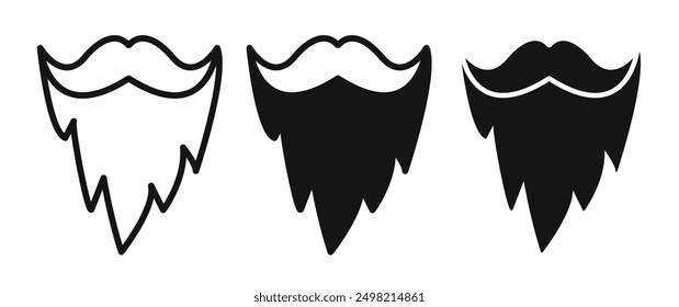 colección de Vector de iconos de barba en estilo delineado y sólido