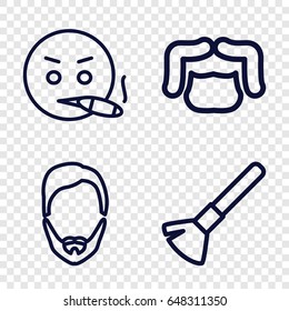 Beard icons set. set of 4 beard outline icons such as shaving brush, man hairstyle