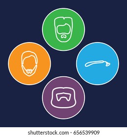 Beard icons set. set of 4 beard outline icons such as razor