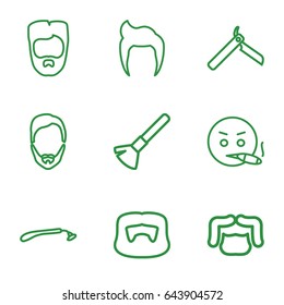 Beard icons set. set of 9 beard outline icons such as man hairstyle, bllade razor, razor, shaving brush