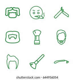 Beard icons set. set of 9 beard outline icons such as man hairstyle, bllade razor, razor, shaving brush