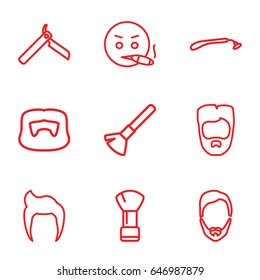 Beard icons set. set of 9 beard outline icons such as man hairstyle, bllade razor, razor, shaving brush