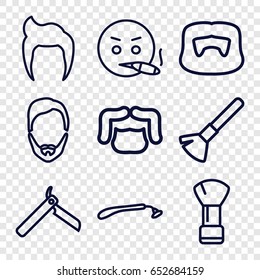 Beard icons set. set of 9 beard outline icons such as man hairstyle, bllade razor, razor, shaving brush