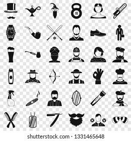 Beard icons set. Simple style of 36 beard vector icons for web for any design