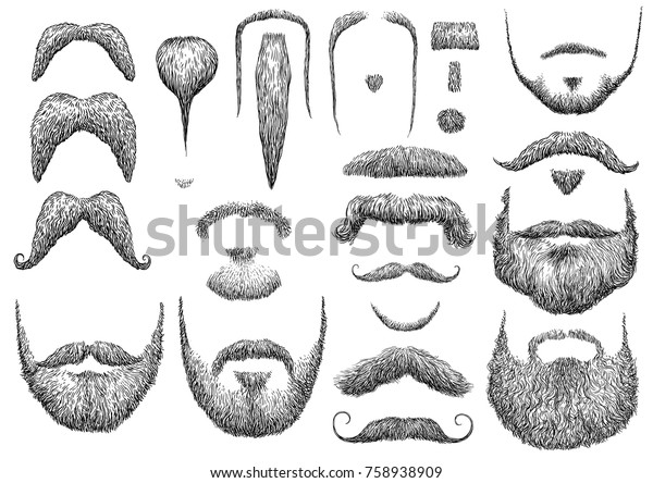 Beard illustration, drawing, engraving, ink, line\
art, vector
