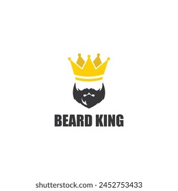 Beard King Logo Design Symbol Template Flat Style Vector Illustration