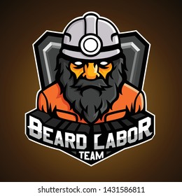 Beard labor Mascot logo, Vector illustration.