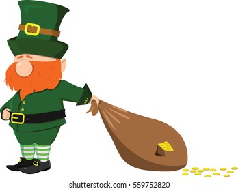 Beard leprechaun with a bag