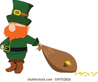 Beard leprechaun with a bag