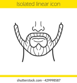 Beard linear icon. Thin line illustration. Men's facial hair. Contour symbol. Vector isolated outline drawing