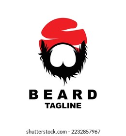 Beard Logo Design, Male Look Hair Vector, Men's Barbershop Style Design