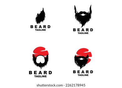 Beard Logo Design, Male Look Hair Vector, Men's Barbershop Style Design