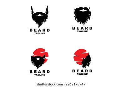 Beard Logo Design, Male Look Hair Vector, Men's Barbershop Style Design
