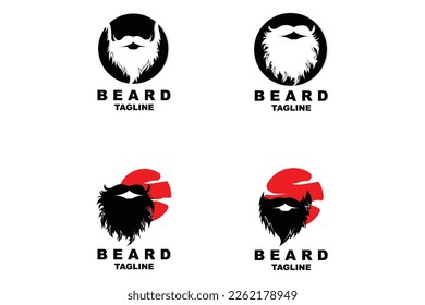 Beard Logo Design, Male Look Hair Vector, Men's Barbershop Style Design
