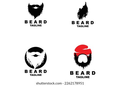 Beard Logo Design, Male Look Hair Vector, Men's Barbershop Style Design