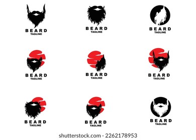 Beard Logo Design, Male Look Hair Vector, Men's Barbershop Style Design