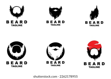 Beard Logo Design, Male Look Hair Vector, Men's Barbershop Style Design