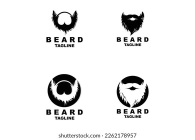 Beard Logo Design, Male Look Hair Vector, Men's Barbershop Style Design