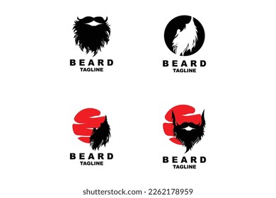 Beard Logo Design, Male Look Hair Vector, Men's Barbershop Style Design