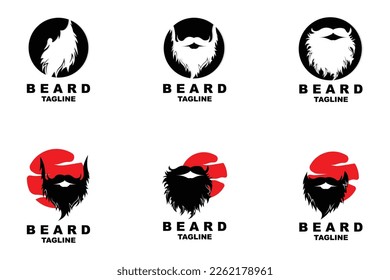 Beard Logo Design, Male Look Hair Vector, Men's Barbershop Style Design