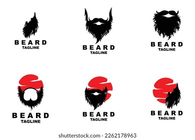 Beard Logo Design, Male Look Hair Vector, Men's Barbershop Style Design