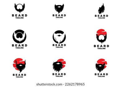 Beard Logo Design, Male Look Hair Vector, Men's Barbershop Style Design