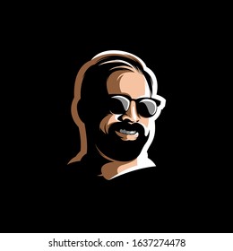 beard logo design premium vector