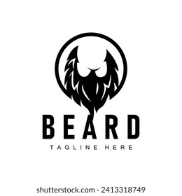 Bart Logo Design Silhouette Vektor Barbershop Illustration Men's Look einfache Vorlage