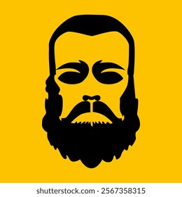 Beard logo icon on yellow editable background