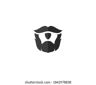 Beard logo mustache hipster vector icon 