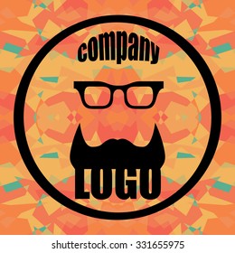 Beard logo template seamless pattern hipster colored background