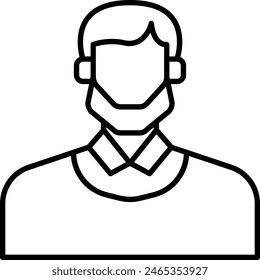 Beard male diversity people icon with black outline style. male, beard, person, face, man, portrait, hair. Vector Illustration