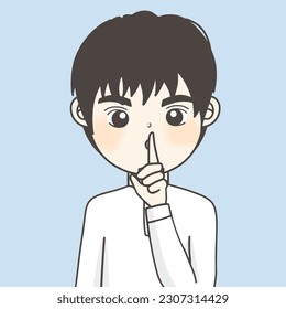 beard man is asking silence, muslim man closed his mouth by hand 