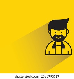 beard man avatar on yellow background