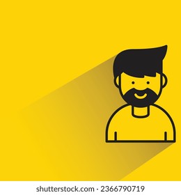 beard man avatar on yellow background