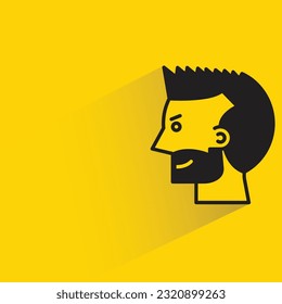 beard man avatar with shadow on yellow background