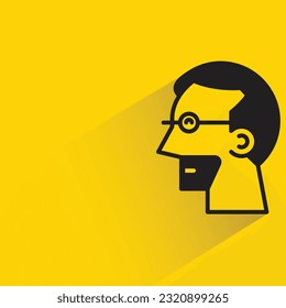 beard man avatar with shadow on yellow background