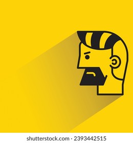 beard man avatar with shadow on yellow background
