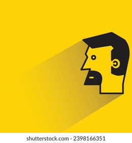 beard man avatar with shadow on yellow background