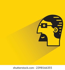 beard man avatar with shadow on yellow background