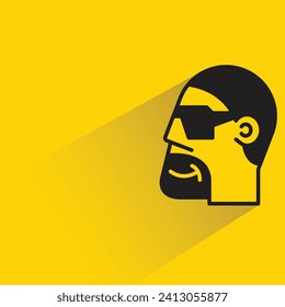 beard man avatar with shadow on yellow background