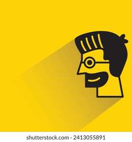 beard man avatar with shadow on yellow background