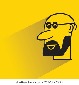 avatar del hombre de la barba con la sombra sobre fondo amarillo