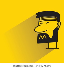 Bartmann Avatar mit Schatten auf gelbem Hintergrund