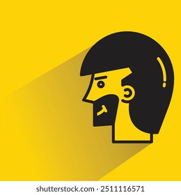 beard man avatar with shadow on yellow background