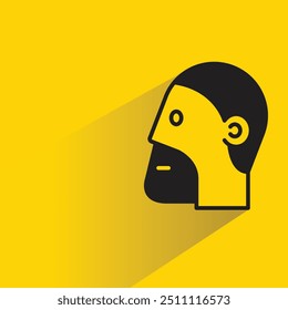beard man avatar with shadow on yellow background