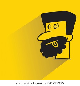 beard man avatar with shadow on yellow background