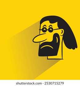 beard man avatar with shadow on yellow background