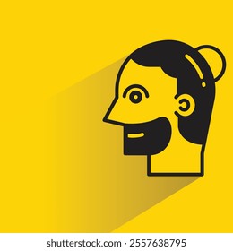 beard man avatar with shadow on yellow background