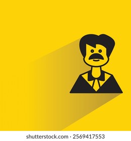 beard man avatar with shadow on yellow background